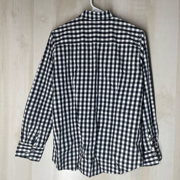 J. Crew black and‎ white checked bottom down blouse top, size medium - Picture 10 of 16